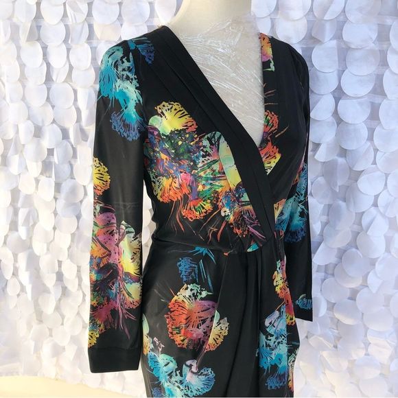 Vintage Yumi Kim 100% Silk Black floral print Mini dress, Small Party Cocktail - Picture 6 of 12